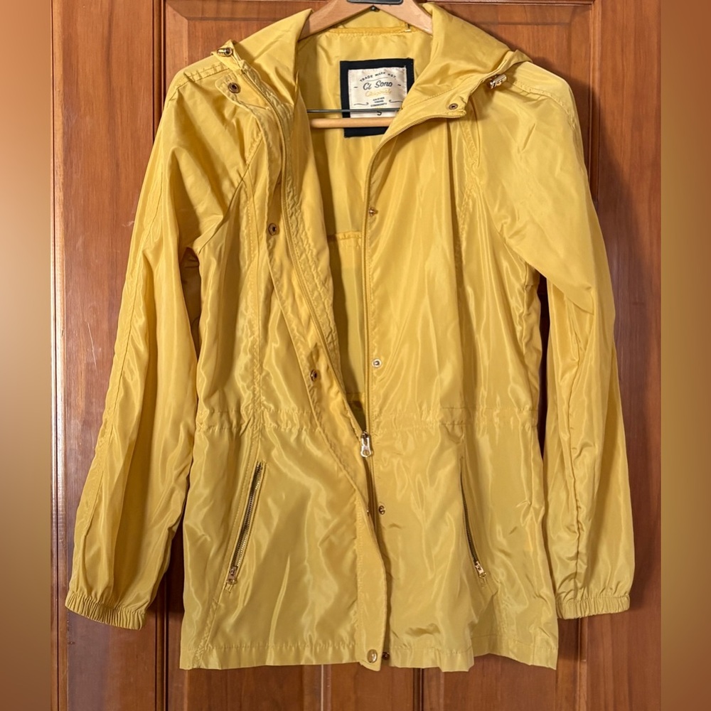 Ci Sono Mustard Yellow Hooded Utility Jacket